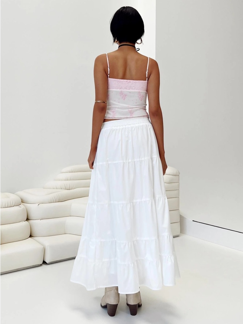NWT Princess Polly Garden Party Maxi Skirt White Tiered Boho Cottagecore Size 6 - Picture 4 of 7